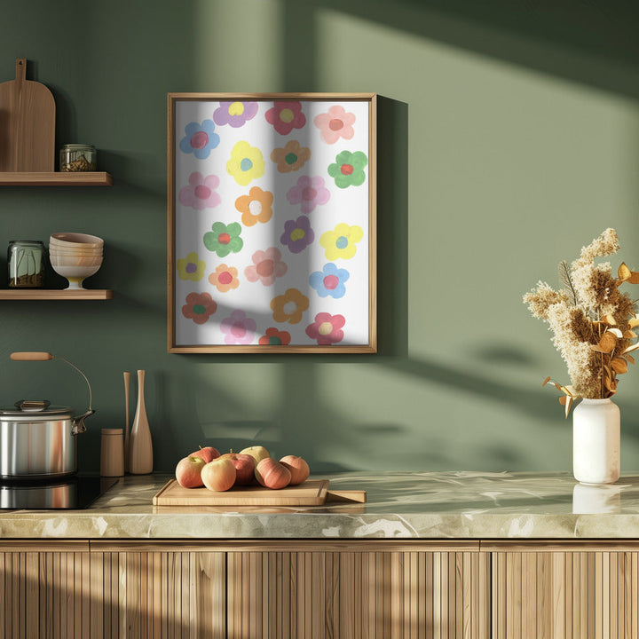 Rainbow Daisies - Stretched Canvas, Poster or Fine Art Print I Heart Wall Art