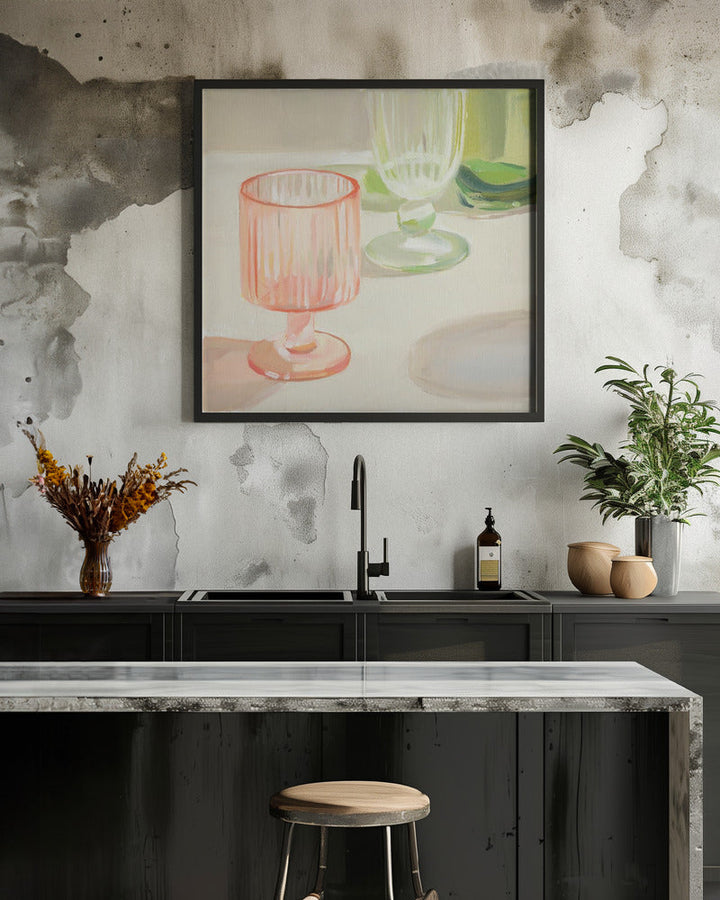 Rainbow Glassware 1 by Jenny Westenhofer  - Square Stretched Canvas, Poster or Fine Art Print I Heart Wall Art