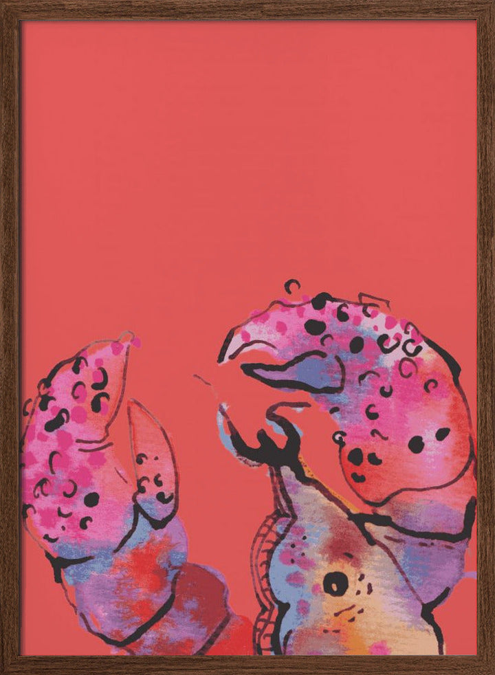 Rainbow Lobster On Red - Stretched Canvas, Poster or Fine Art Print I Heart Wall Art