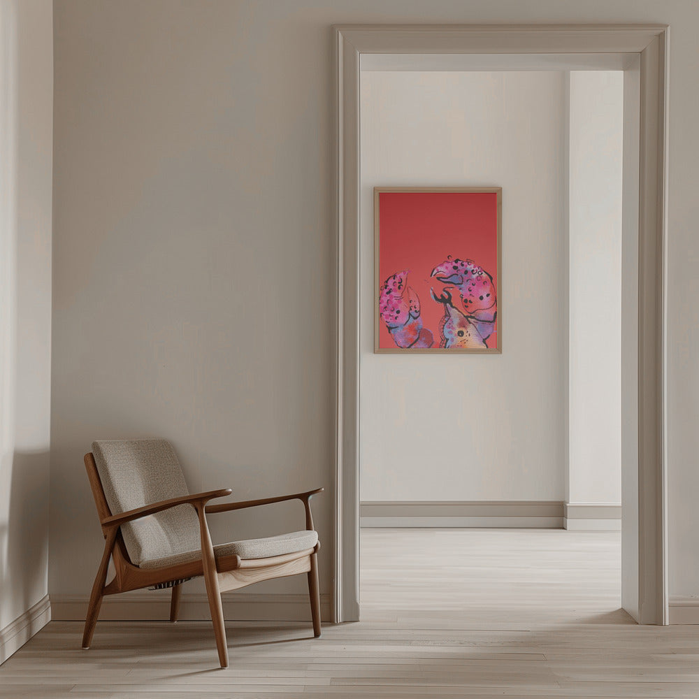 Rainbow Lobster On Red - Stretched Canvas, Poster or Fine Art Print I Heart Wall Art