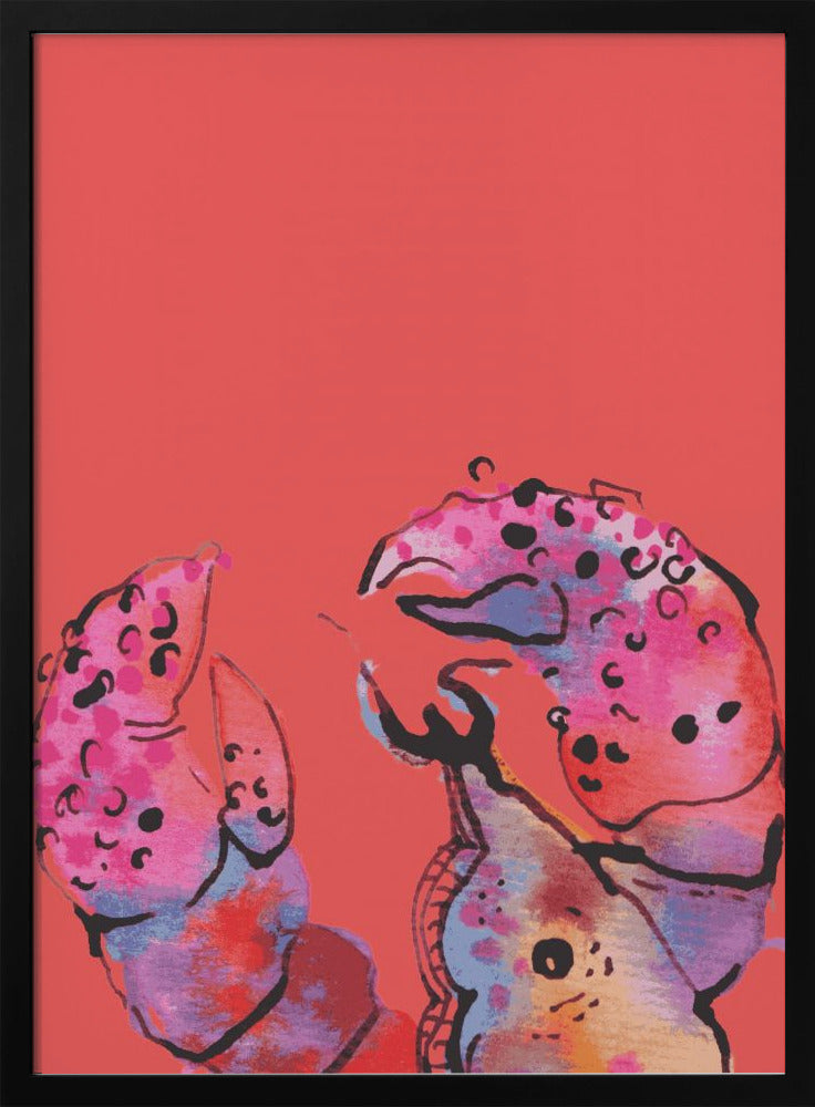 Rainbow Lobster On Red - Stretched Canvas, Poster or Fine Art Print I Heart Wall Art