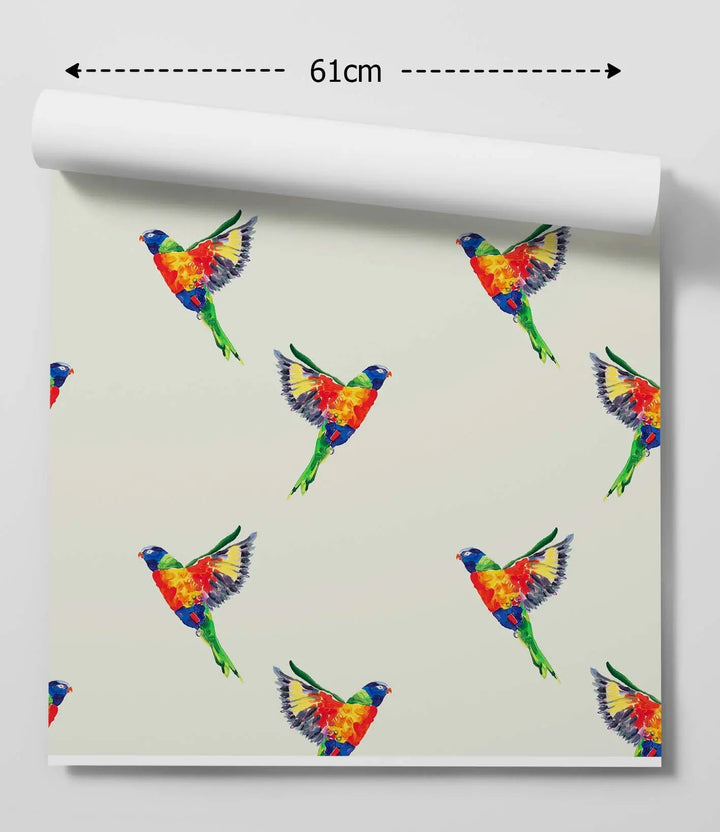 Rainbow Lorikeet by Lucy Hawkins - Peel and Stick Removable Wallpaper I Heart Wall Art Australia 