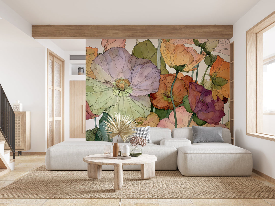 Rainbow Meadow - Floral Peel and Stick Premium Wallpaper Mural