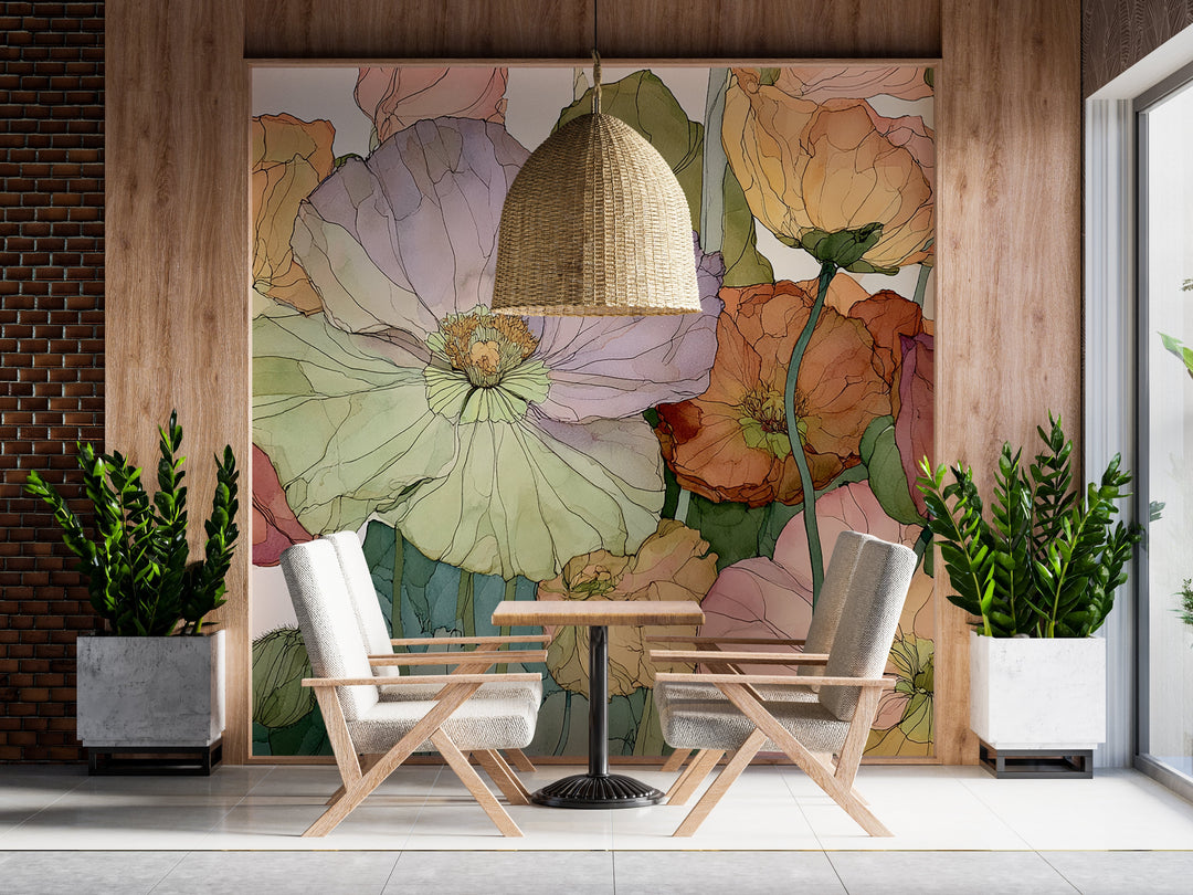 Rainbow Meadow - Floral Peel and Stick Premium Wallpaper Mural