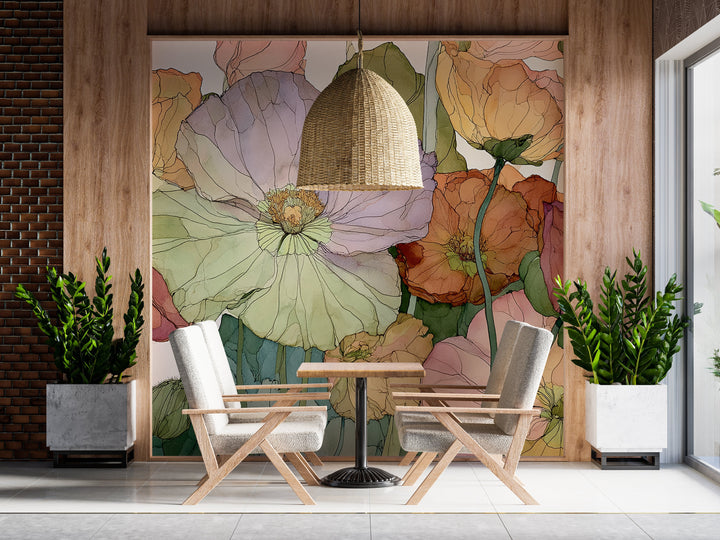 Rainbow Meadow - Floral Peel and Stick Premium Wallpaper Mural