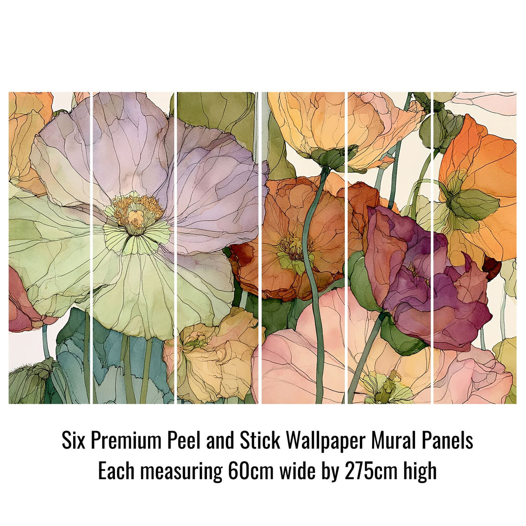 Rainbow Meadow - Floral Peel and Stick Premium Wallpaper Mural