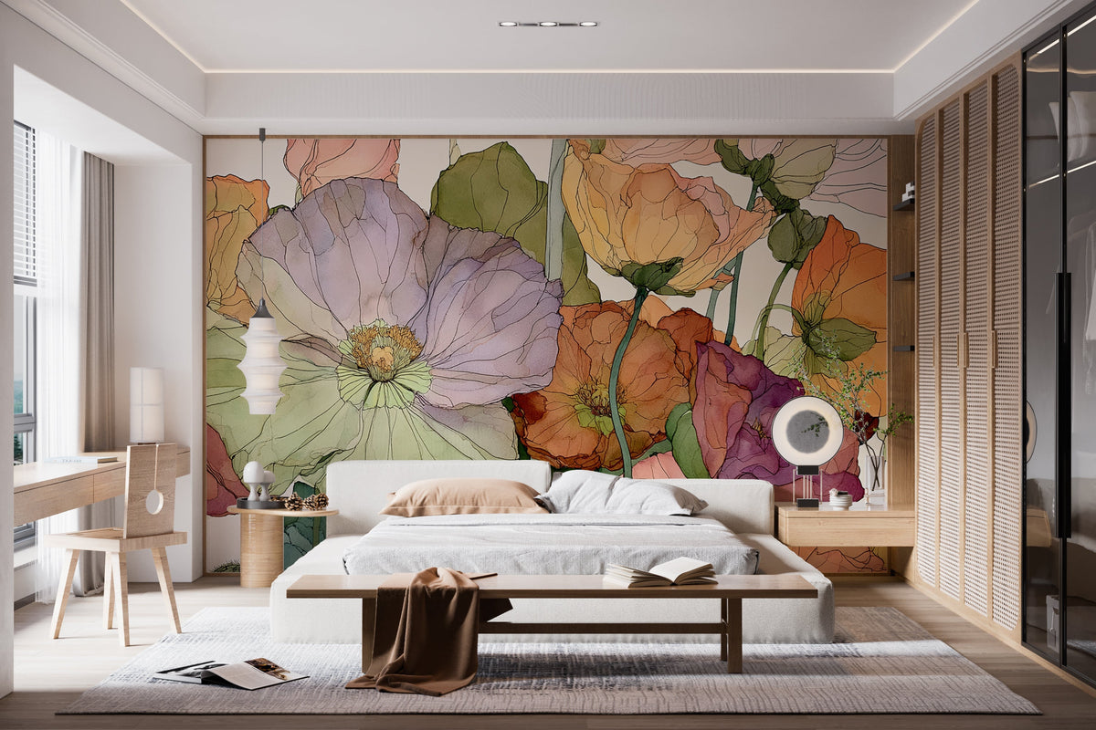 Rainbow Meadow - Floral Peel and Stick Premium Wallpaper Mural