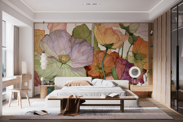 Rainbow Meadow - Floral Peel and Stick Premium Wallpaper Mural