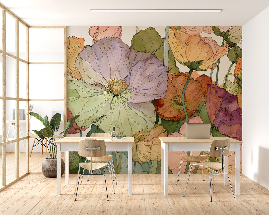 Rainbow Meadow - Floral Peel and Stick Premium Wallpaper Mural