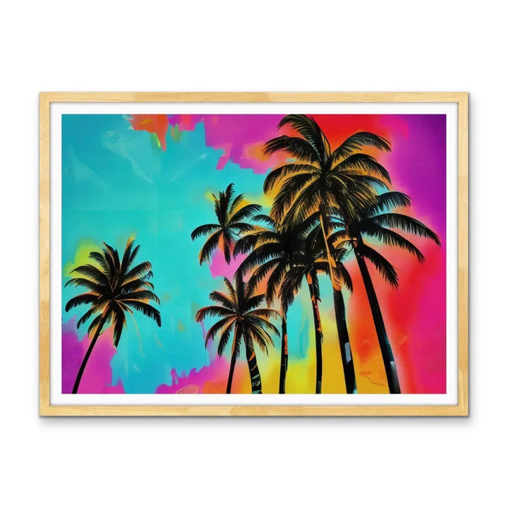 Rainbow Palms - Colourful Print of Palms Against A Colourful Sky I Heart Wall Art Australia 