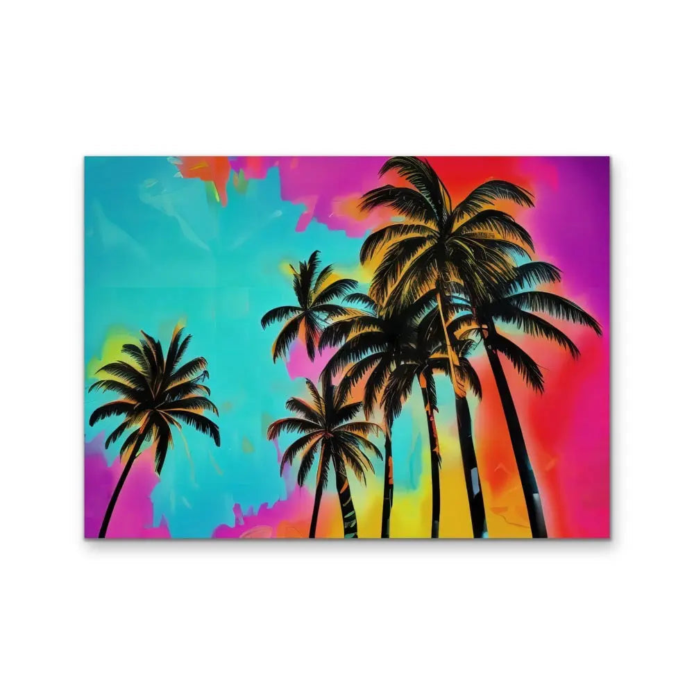 Rainbow Palms - Colourful Print of Palms Against A Colourful Sky I Heart Wall Art Australia 