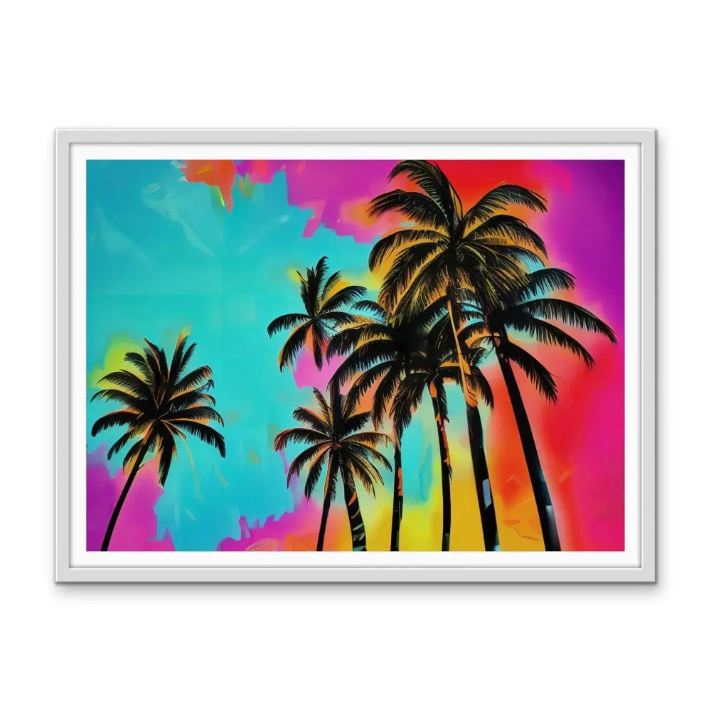 Rainbow Palms - Colourful Print of Palms Against A Colourful Sky I Heart Wall Art Australia 