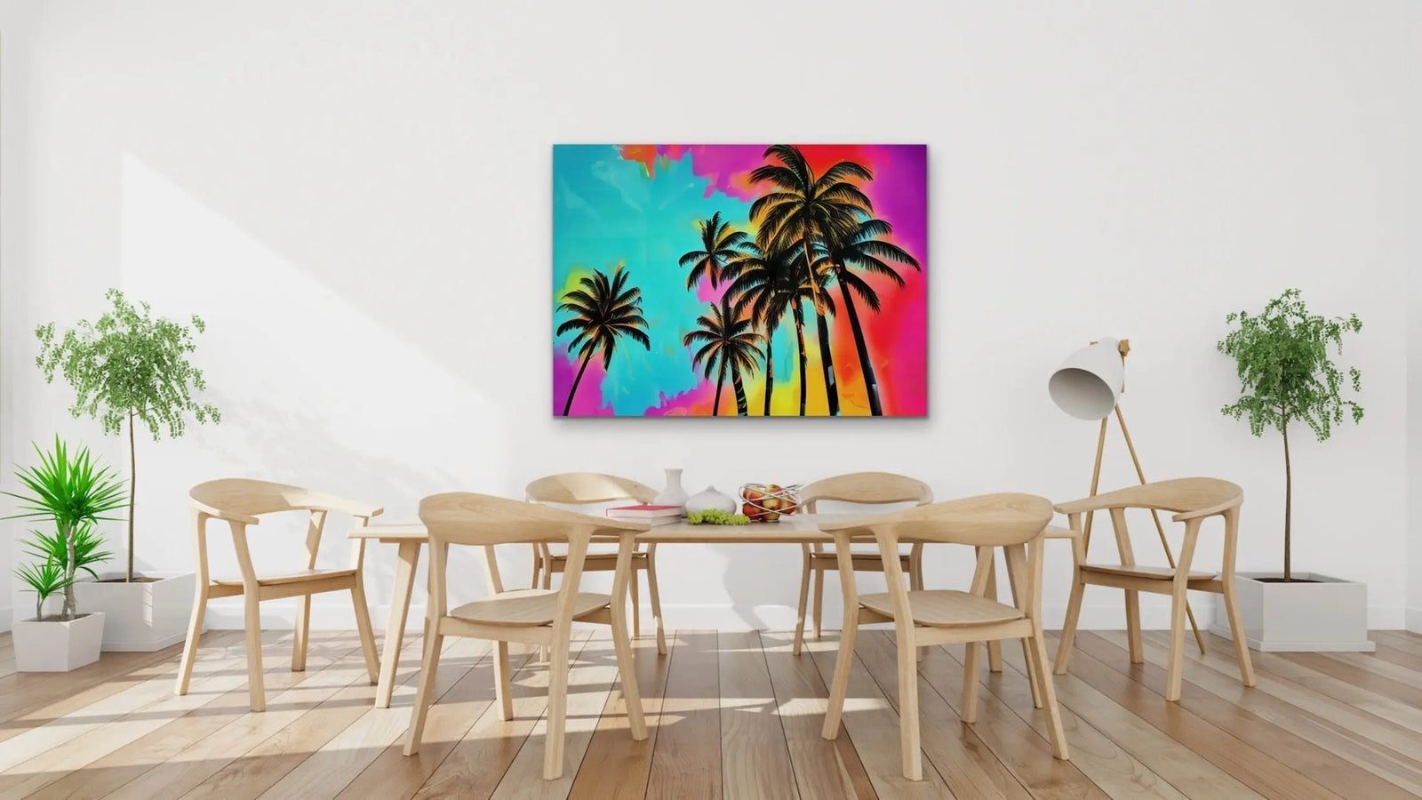 Rainbow Palms - Colourful Print of Palms Against A Colourful Sky I Heart Wall Art Australia 