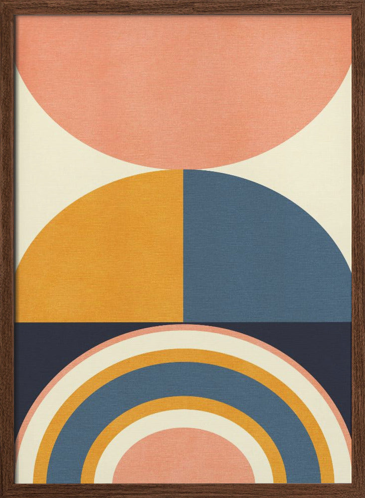 Rainbow Plus Shapes  Blue Mustard10 - Stretched Canvas, Poster or Fine Art Print I Heart Wall Art