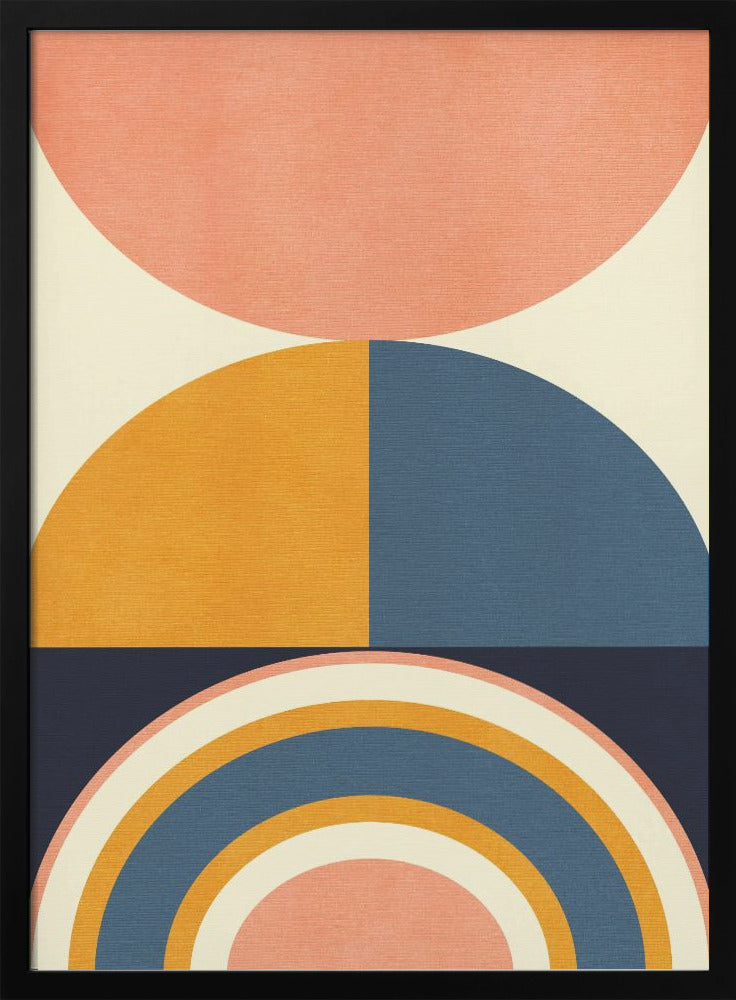Rainbow Plus Shapes  Blue Mustard10 - Stretched Canvas, Poster or Fine Art Print I Heart Wall Art