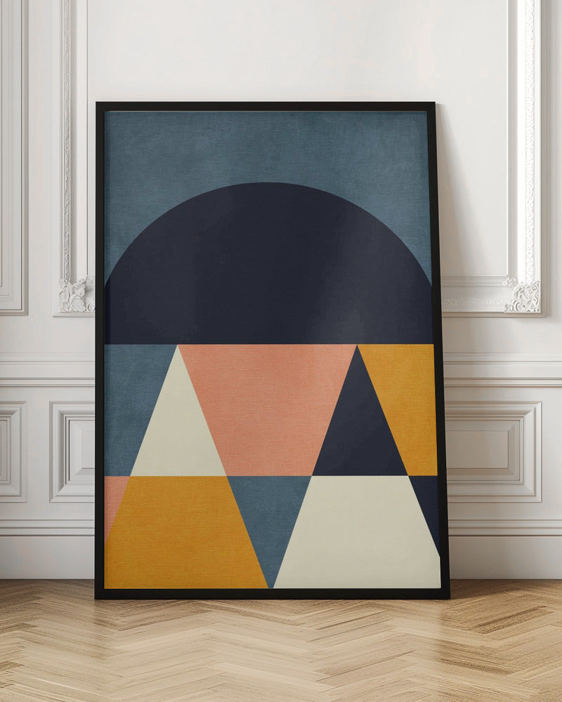 Rainbow Plus Shapes  Blue Mustard4 - Stretched Canvas, Poster or Fine Art Print I Heart Wall Art