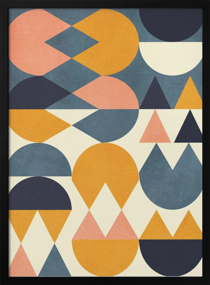 Rainbow Plus Shapes  Blue Mustard6 - Stretched Canvas, Poster or Fine Art Print I Heart Wall Art