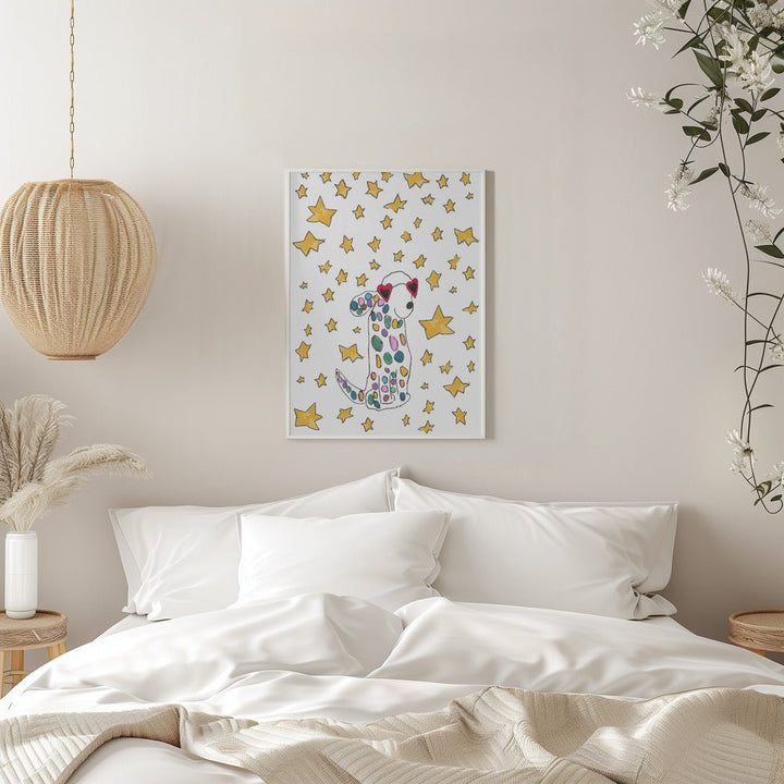 Rainbow Polkadot Dog - Stretched Canvas, Poster or Fine Art Print - I Heart Wall Art - Poster Print, Canvas Print or Framed Art Print