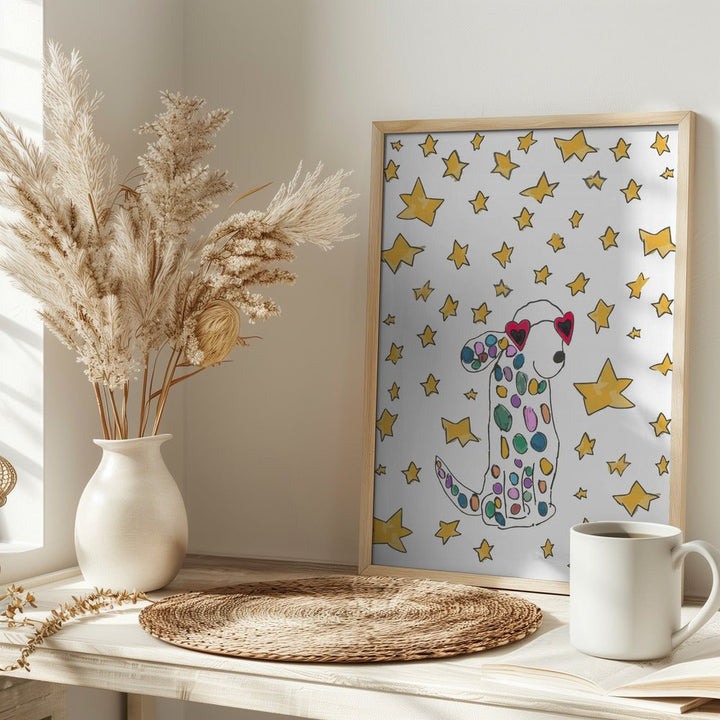 Rainbow Polkadot Dog - Stretched Canvas, Poster or Fine Art Print - I Heart Wall Art - Poster Print, Canvas Print or Framed Art Print