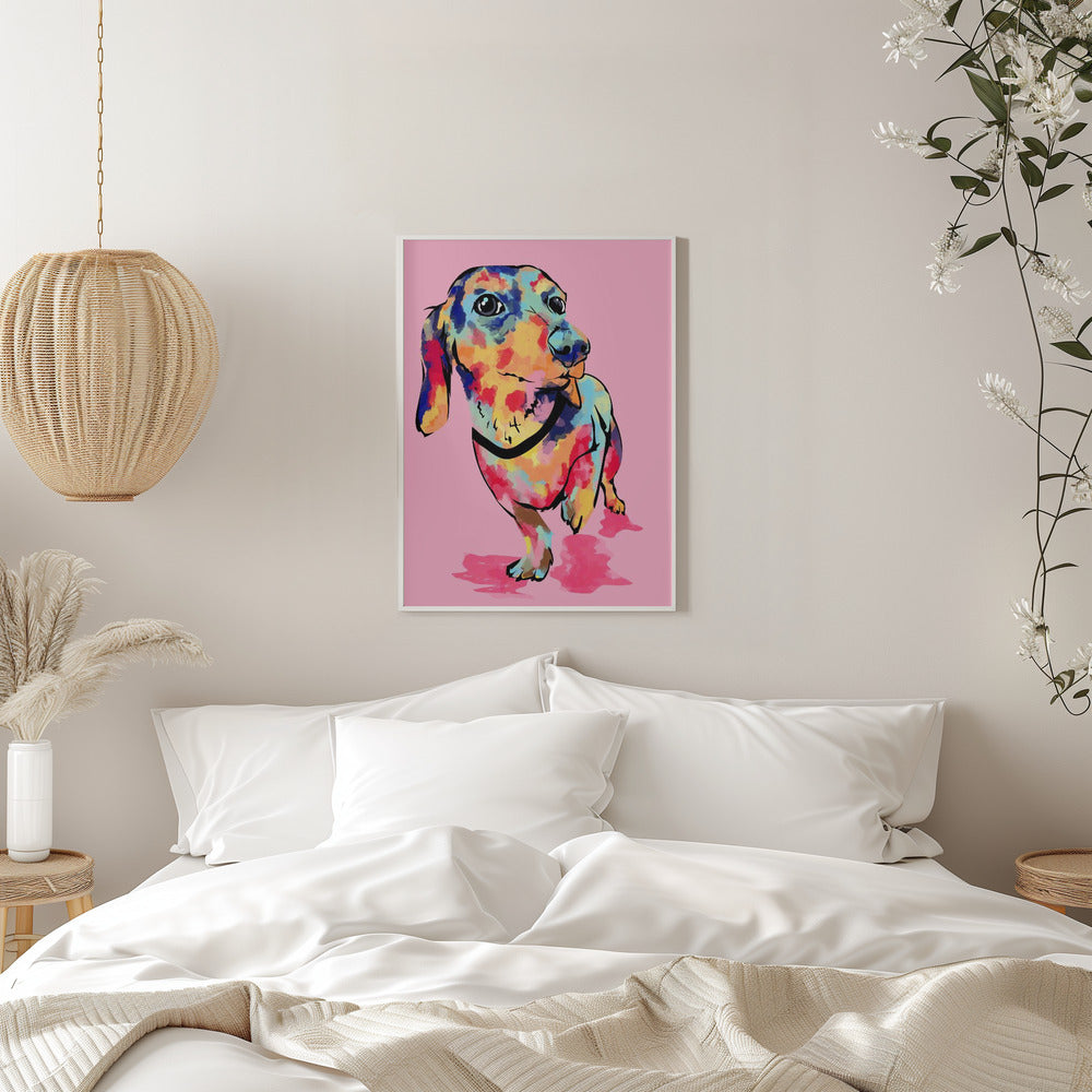 Rainbow Pup, Cute and Colorful Dog - Stretched Canvas, Poster or Fine Art Print I Heart Wall Art