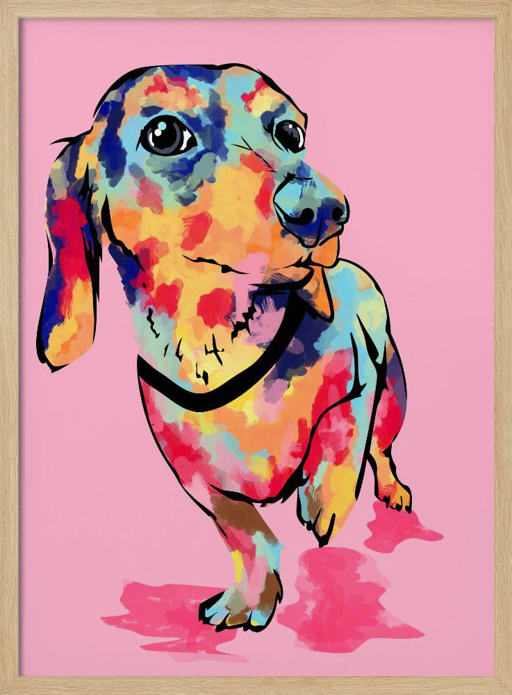 Rainbow Pup, Cute and Colorful Dog - Stretched Canvas, Poster or Fine Art Print I Heart Wall Art