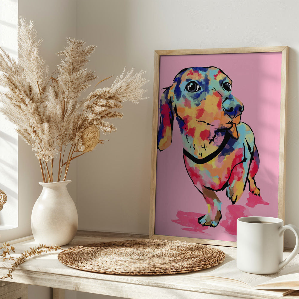 Rainbow Pup, Cute and Colorful Dog - Stretched Canvas, Poster or Fine Art Print I Heart Wall Art