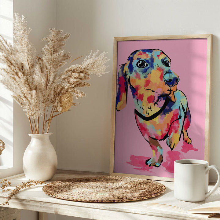 Rainbow Pup, Cute and Colorful Dog - Stretched Canvas, Poster or Fine Art Print I Heart Wall Art