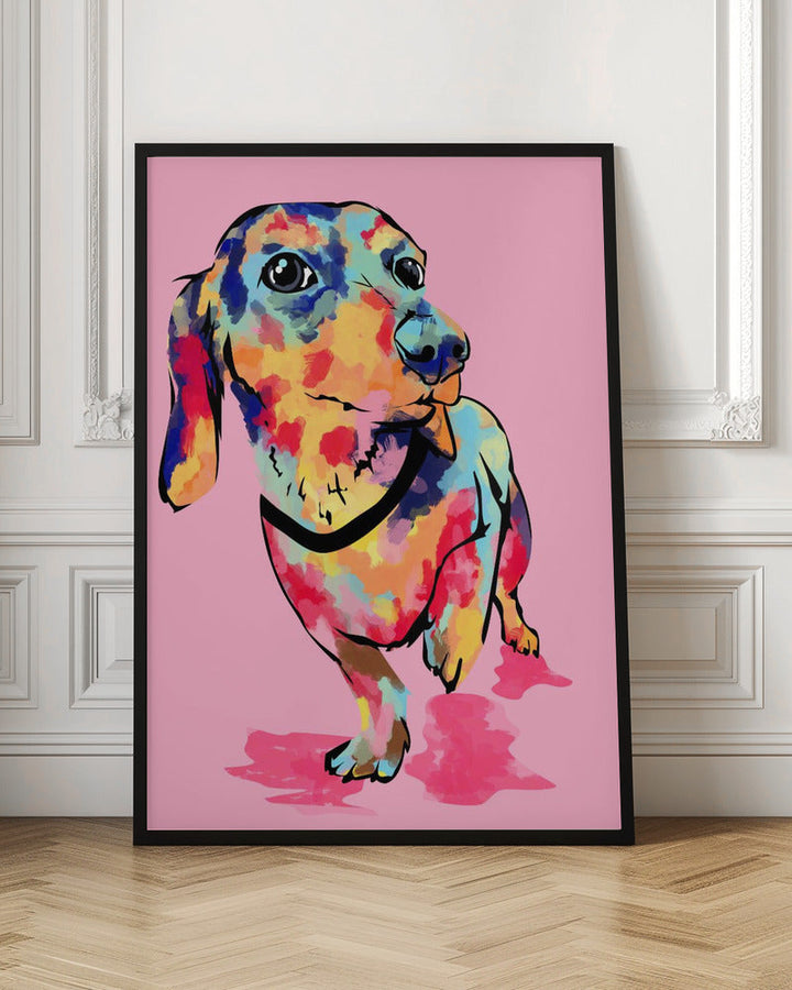 Rainbow Pup, Cute and Colorful Dog - Stretched Canvas, Poster or Fine Art Print I Heart Wall Art