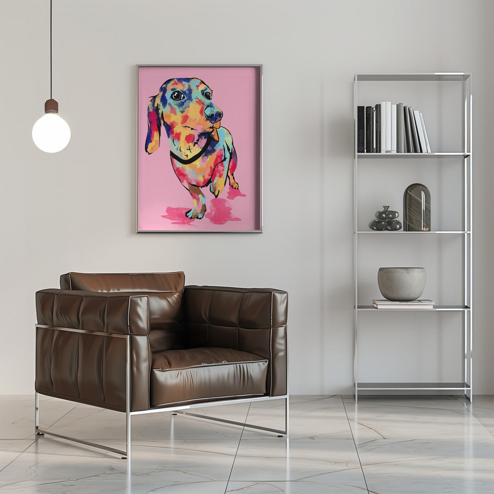 Rainbow Pup, Cute and Colorful Dog - Stretched Canvas, Poster or Fine Art Print I Heart Wall Art