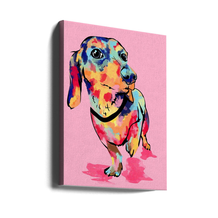 Rainbow Pup, Cute and Colorful Dog - Stretched Canvas, Poster or Fine Art Print I Heart Wall Art