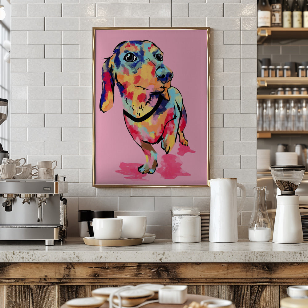 Rainbow Pup, Cute and Colorful Dog - Stretched Canvas, Poster or Fine Art Print I Heart Wall Art