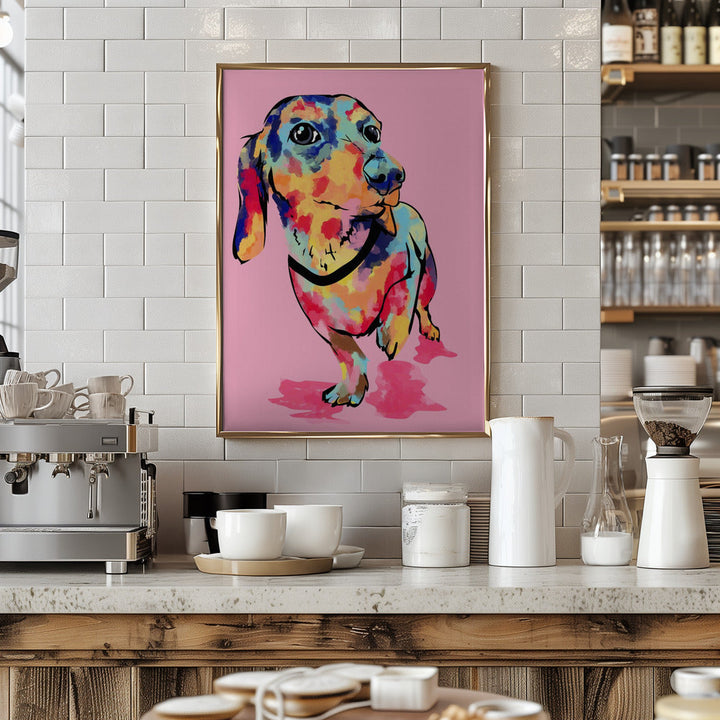 Rainbow Pup, Cute and Colorful Dog - Stretched Canvas, Poster or Fine Art Print I Heart Wall Art