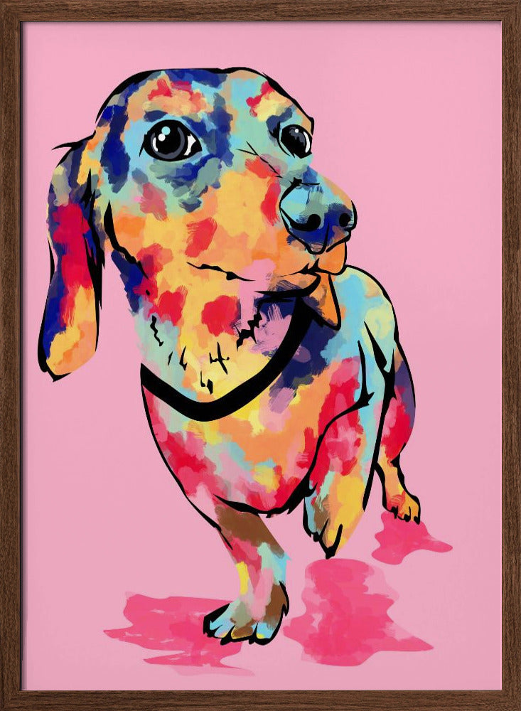 Rainbow Pup, Cute and Colorful Dog - Stretched Canvas, Poster or Fine Art Print I Heart Wall Art