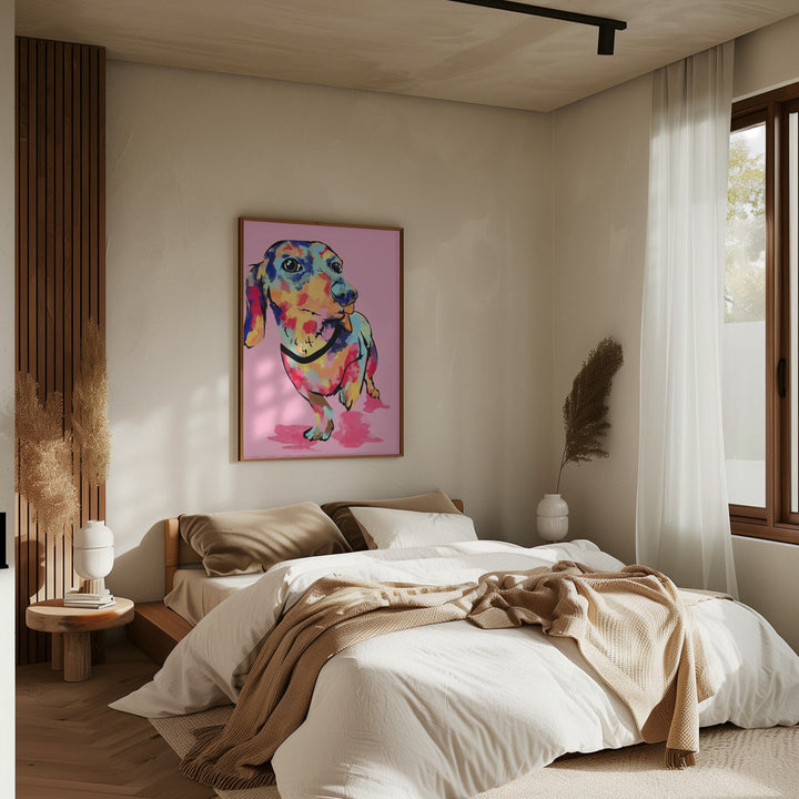 Rainbow Pup, Cute and Colorful Dog - Stretched Canvas, Poster or Fine Art Print I Heart Wall Art