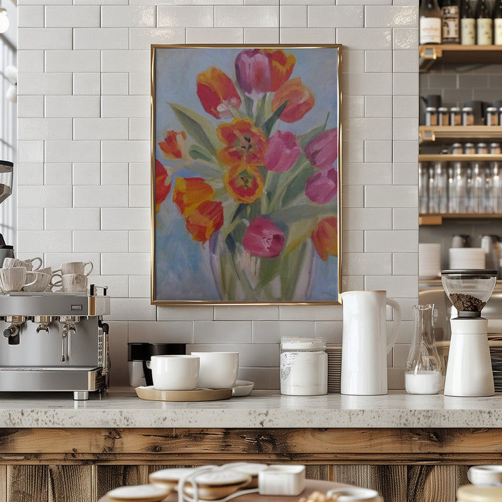 Red and Orange Tulips - Stretched Canvas, Poster or Fine Art Print I Heart Wall Art