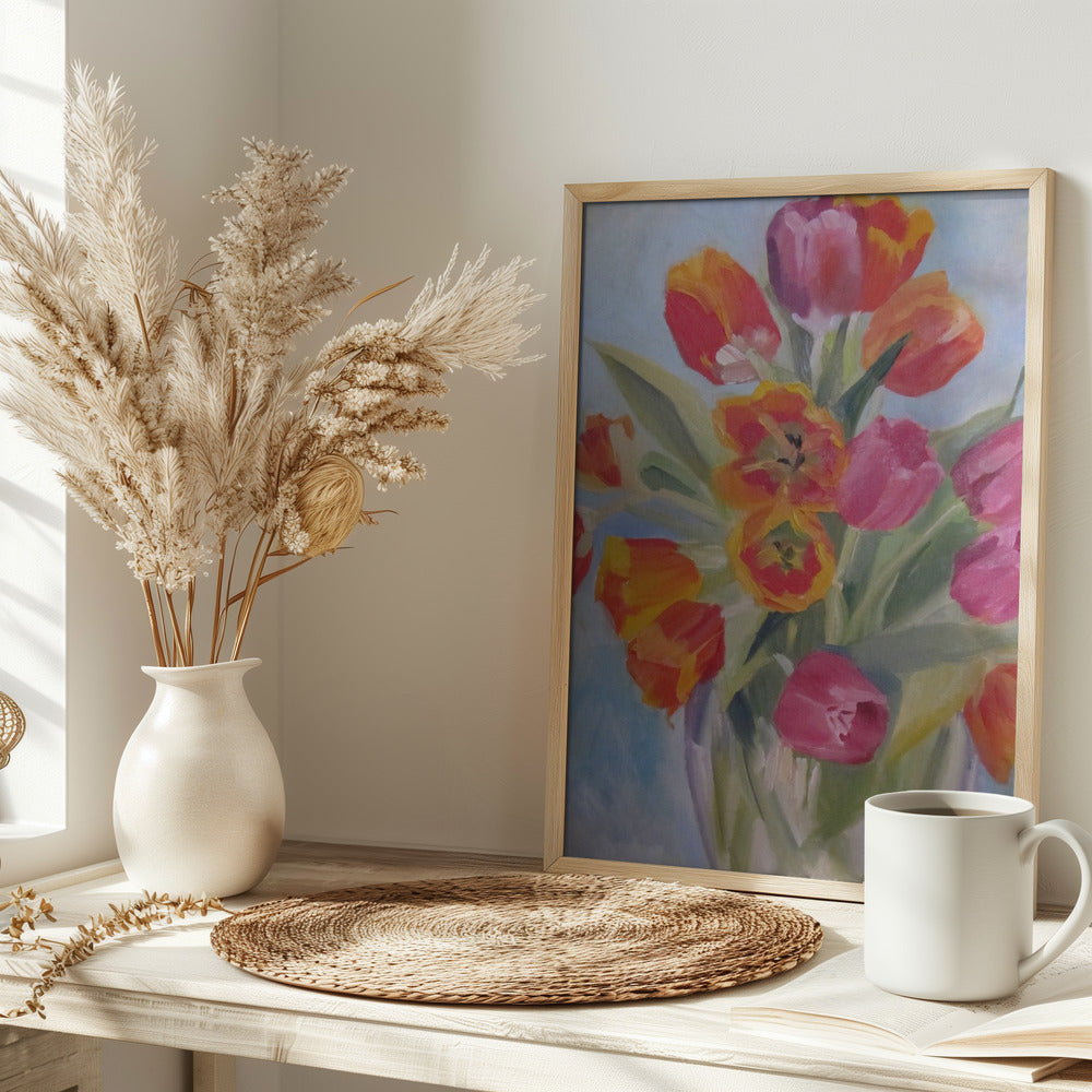 Red and Orange Tulips - Stretched Canvas, Poster or Fine Art Print I Heart Wall Art