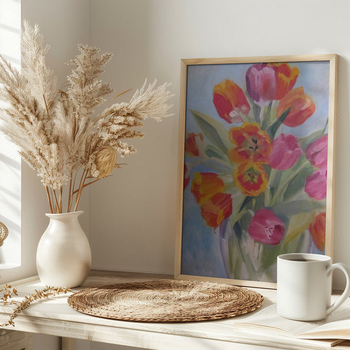 Red and Orange Tulips - Stretched Canvas, Poster or Fine Art Print I Heart Wall Art