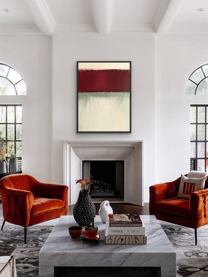 Red Flag - Red &amp; Neutral Abstract, Contemporary Stretched Canvas or Wall Art Print - I Heart Wall Art - Poster Print, Canvas Print or Framed Art Print