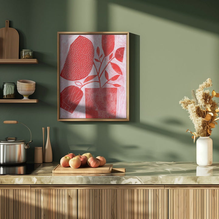 Red Floral Vase - Stretched Canvas, Poster or Fine Art Print - I Heart Wall Art - Poster Print, Canvas Print or Framed Art Print