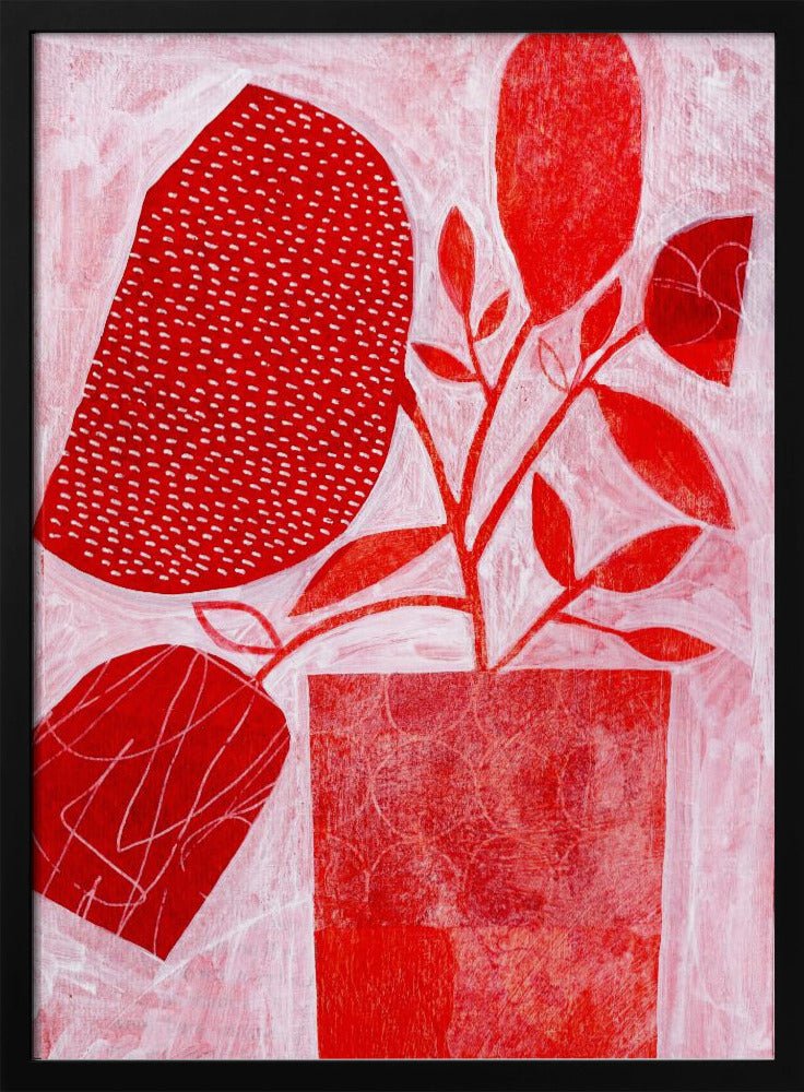 Red Floral Vase - Stretched Canvas, Poster or Fine Art Print - I Heart Wall Art - Poster Print, Canvas Print or Framed Art Print