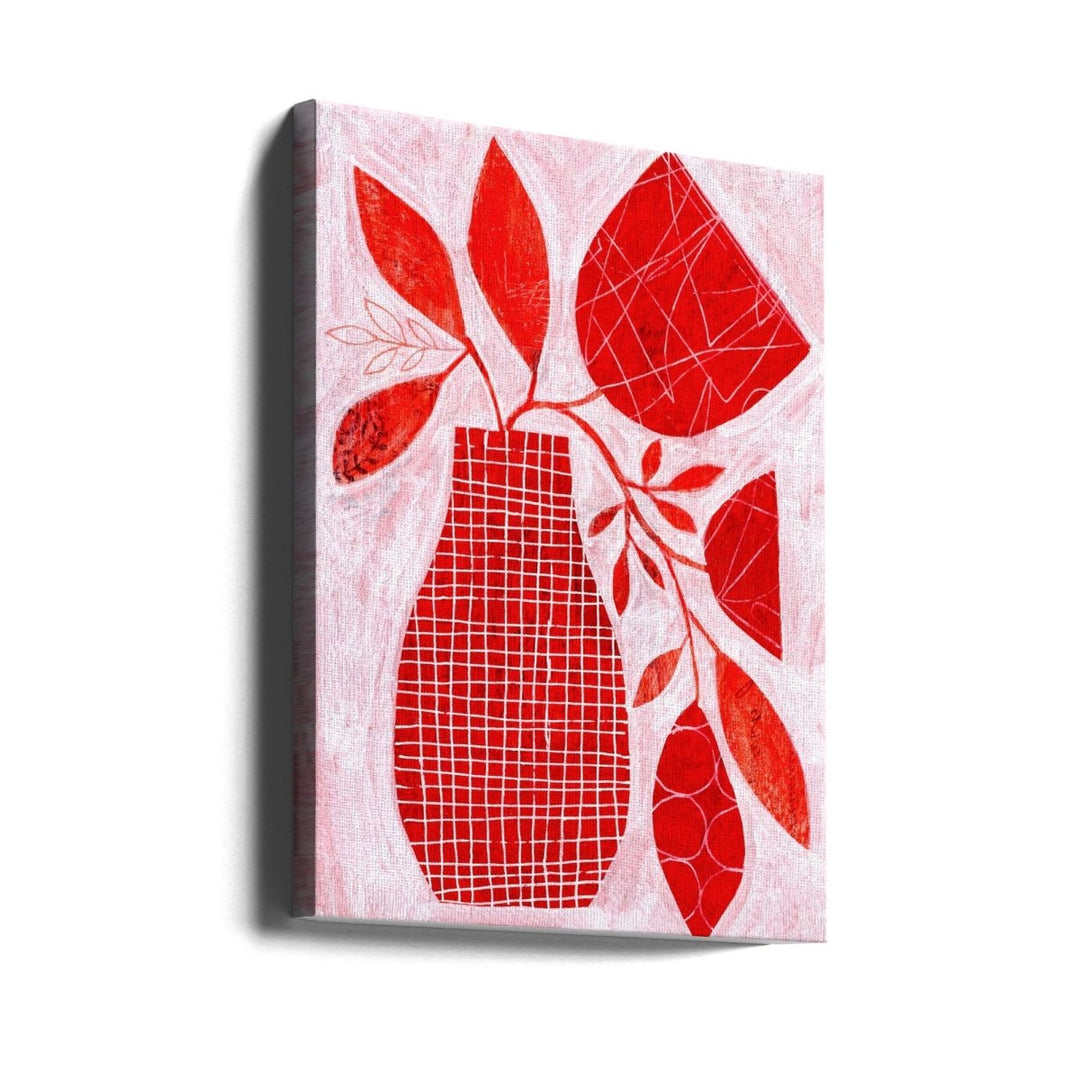 Red Floral Vase - Stretched Canvas, Poster or Fine Art Print - I Heart Wall Art - Poster Print, Canvas Print or Framed Art Print