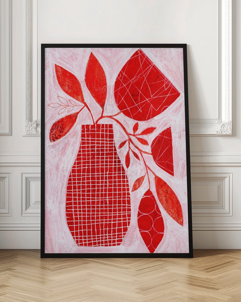 Red Floral Vase - Stretched Canvas, Poster or Fine Art Print - I Heart Wall Art - Poster Print, Canvas Print or Framed Art Print