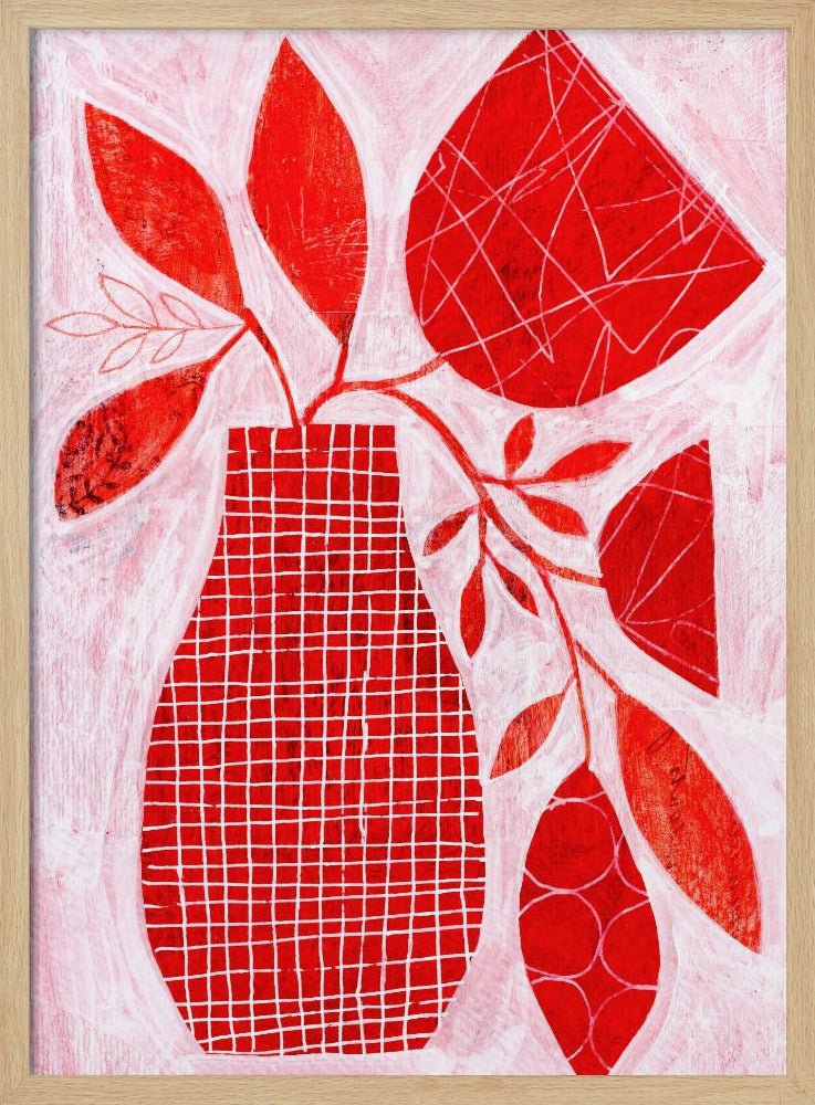 Red Floral Vase - Stretched Canvas, Poster or Fine Art Print - I Heart Wall Art - Poster Print, Canvas Print or Framed Art Print