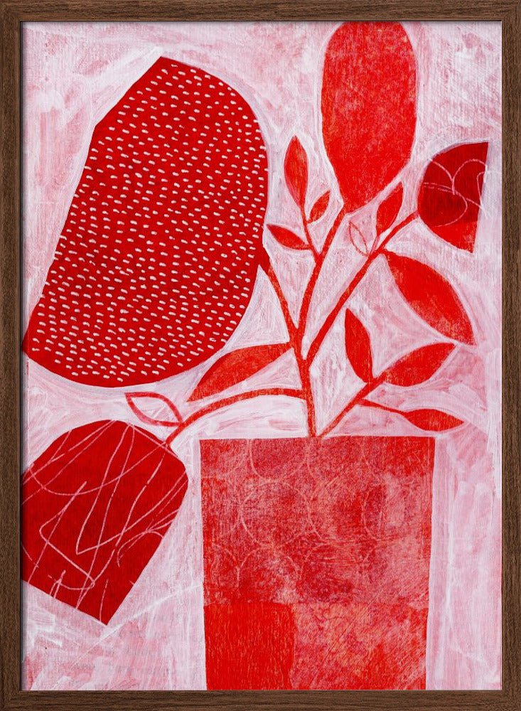 Red Floral Vase - Stretched Canvas, Poster or Fine Art Print - I Heart Wall Art - Poster Print, Canvas Print or Framed Art Print