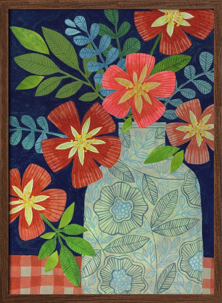 Red Flower Still Life - Stretched Canvas, Poster or Fine Art Print - I Heart Wall Art - Poster Print, Canvas Print or Framed Art Print