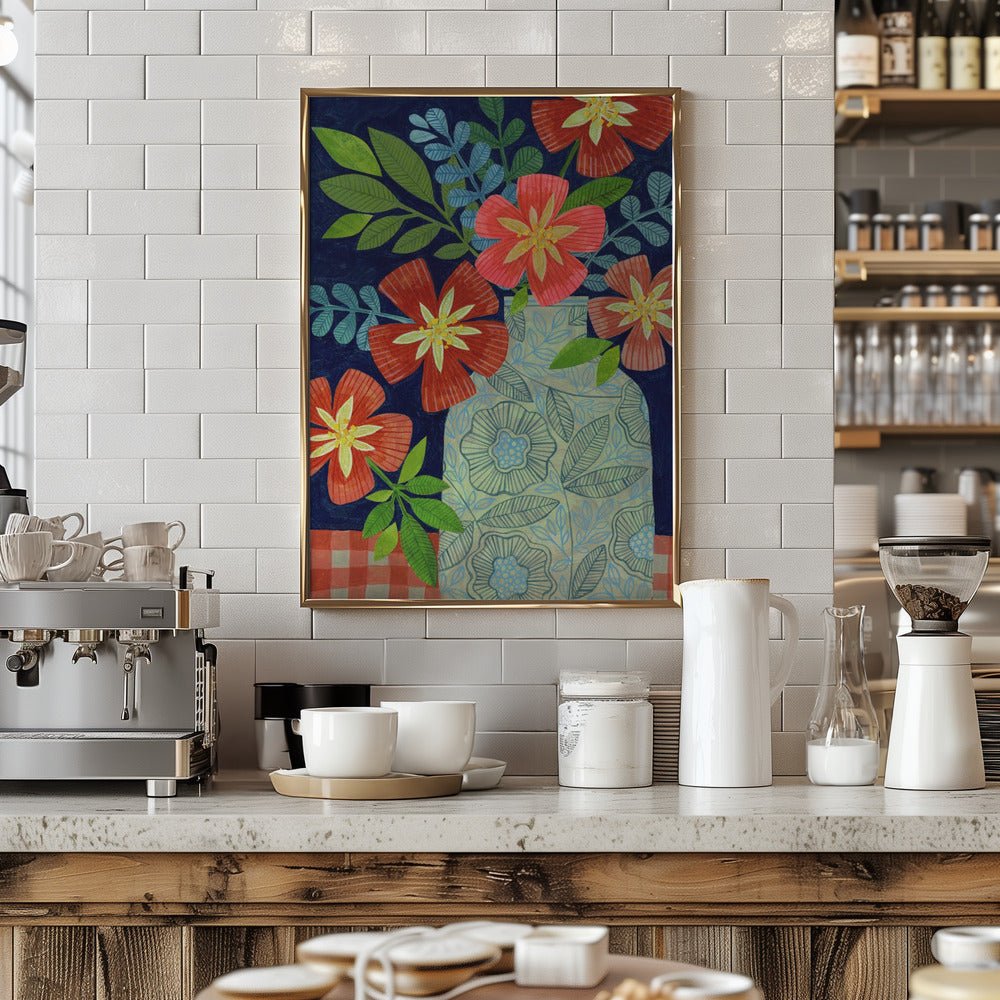 Red Flower Still Life - Stretched Canvas, Poster or Fine Art Print - I Heart Wall Art - Poster Print, Canvas Print or Framed Art Print