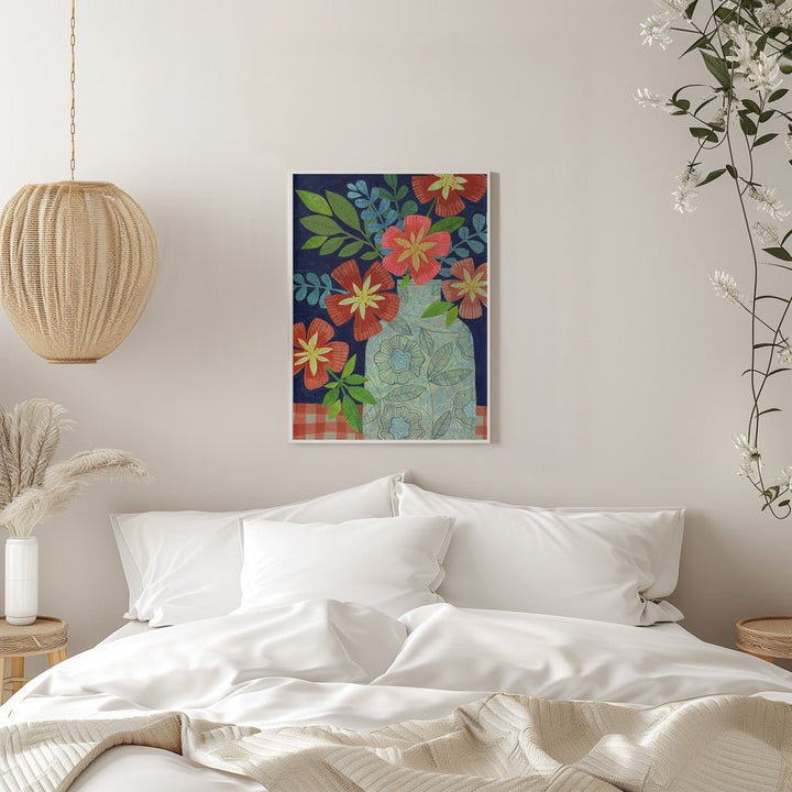 Red Flower Still Life - Stretched Canvas, Poster or Fine Art Print - I Heart Wall Art - Poster Print, Canvas Print or Framed Art Print