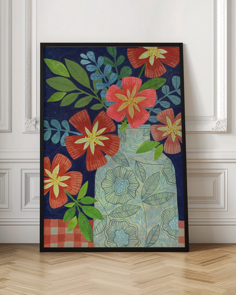 Red Flower Still Life - Stretched Canvas, Poster or Fine Art Print - I Heart Wall Art - Poster Print, Canvas Print or Framed Art Print