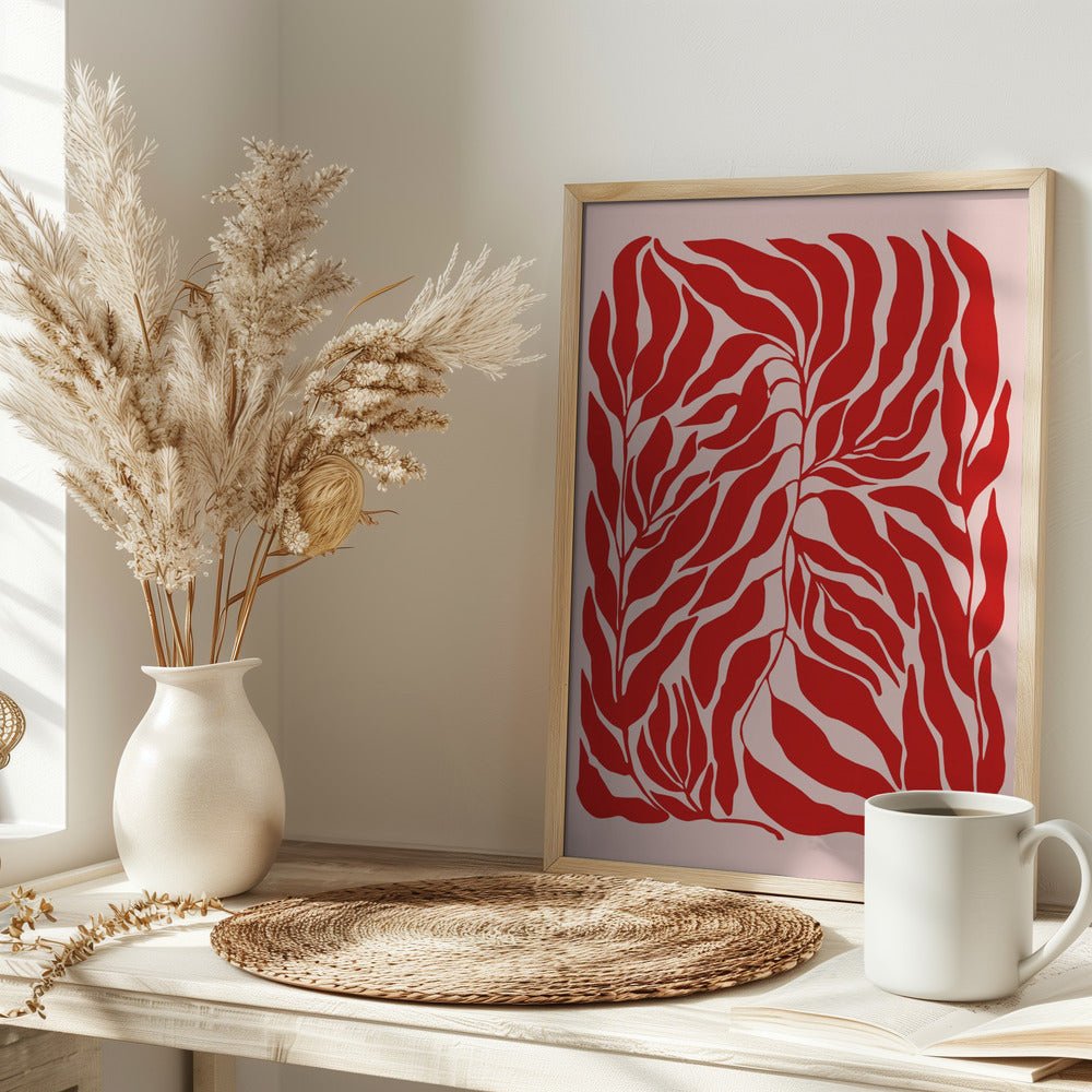 Red Leaf Harmony - Stretched Canvas, Poster or Fine Art Print - I Heart Wall Art - Poster Print, Canvas Print or Framed Art Print