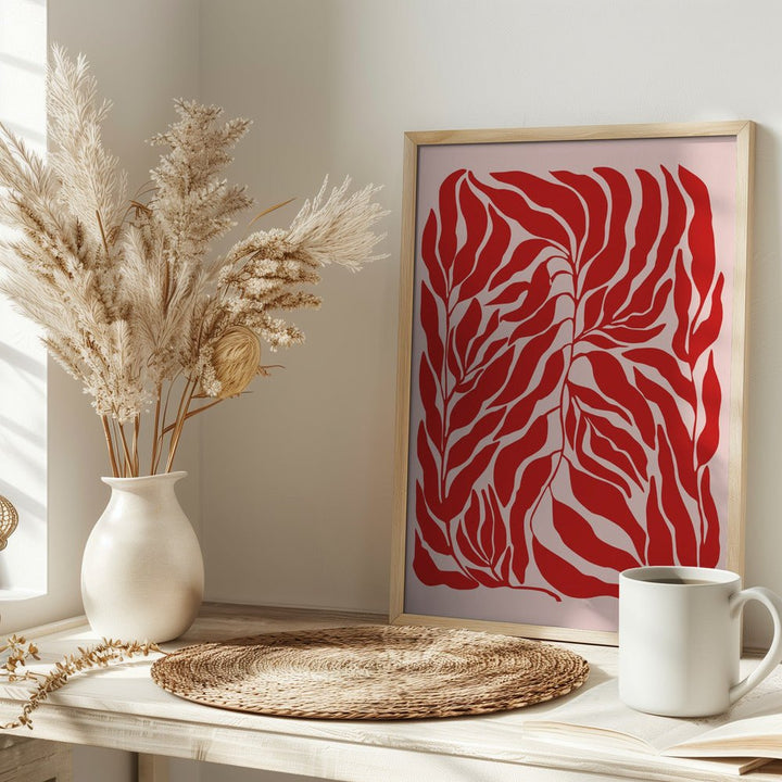 Red Leaf Harmony - Stretched Canvas, Poster or Fine Art Print - I Heart Wall Art - Poster Print, Canvas Print or Framed Art Print
